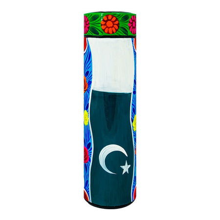 Star Shine Truck Art Hand Printed Pigeon & Pakistan Flag Water Bottle, Leak Proof Insulated, 500ml - Image 2