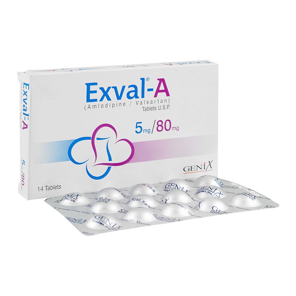 Exval-A Tablets 5mg/80, Box (14 Tablets) - Main Image