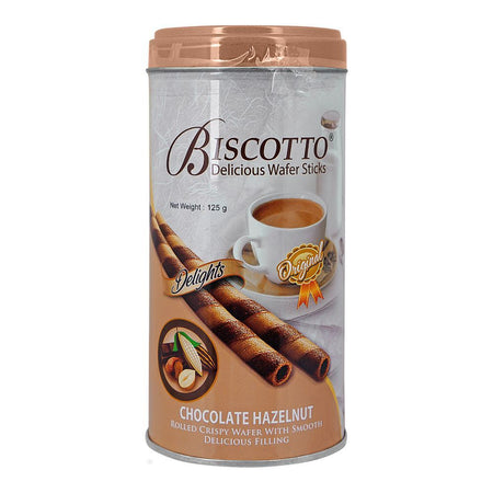 Biscotto Delicious Wafer Stick Tin, Chocolate Hazelnut Rolled Wafer With Chocolate Filling, 125g - Main Image