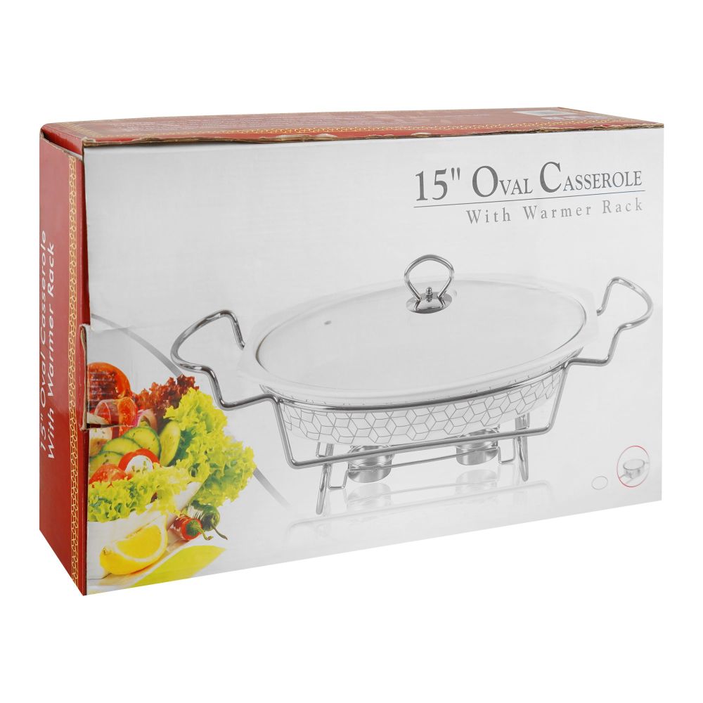 Brilliant Oval Casserole With Warmer Rack, 15-Inches, BR0149 - Image 2