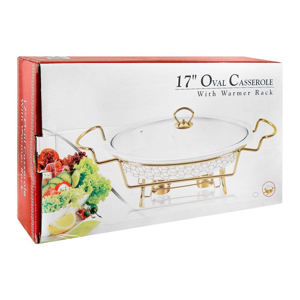 Brilliant 17" Oval Casserole Serving Dish With Candle Stand/Rack - Buffet Food Warmer, BR0150 - Image 2