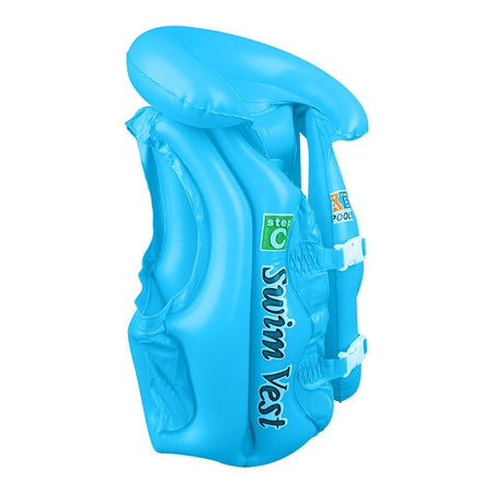 Swimming Inflatable Lifejacket With Head Protection, Swimming Vest For Kids, Blue - Image 2