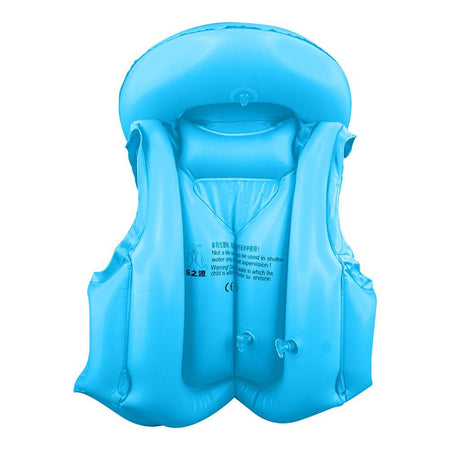 Swimming Inflatable Lifejacket With Head Protection, Swimming Vest For Kids, Blue - Image 3
