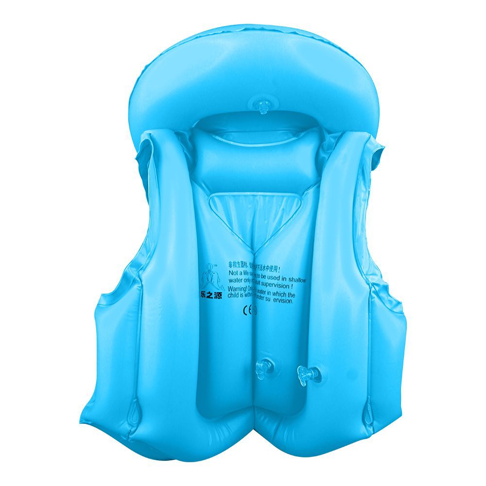 Swimming Inflatable Lifejacket With Head Protection, Swimming Vest For Kids, Blue - Image 3