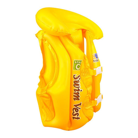 Swimming Inflatable Lifejacket With Head Protection, Swimming Vest For Kids, Yellow - Image 2