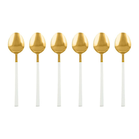 Chucan Stainless Steel Table Spoon Set, White & Gold, 6-Pack, CC-001 - Image 3