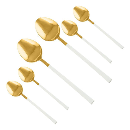Chucan Stainless Steel Table Spoon Set, White & Gold, 6-Pack, CC-001 - Main Image