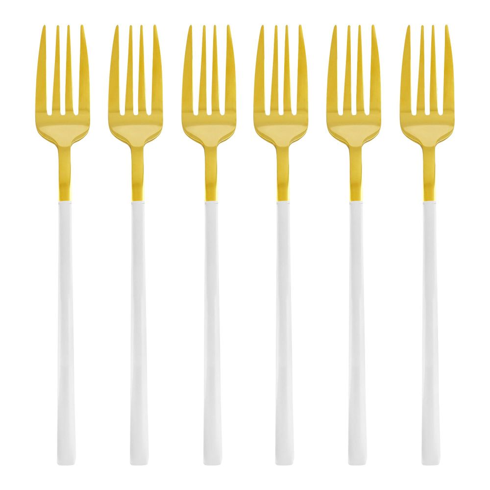 Chucan Stainless Steel Table Fork Set, White & Gold, 6-Pack, CC-002 - Image 3
