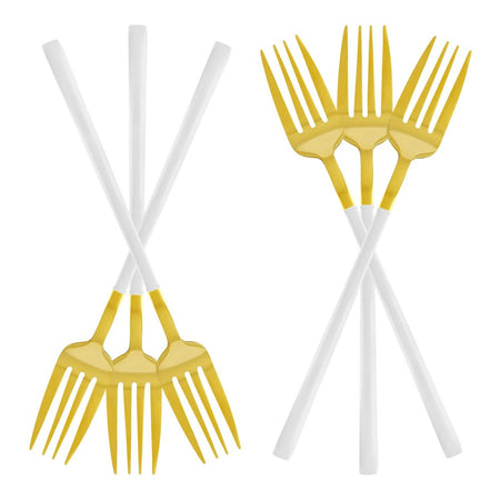 Chucan Stainless Steel Table Fork Set, White & Gold, 6-Pack, CC-002 - Main Image