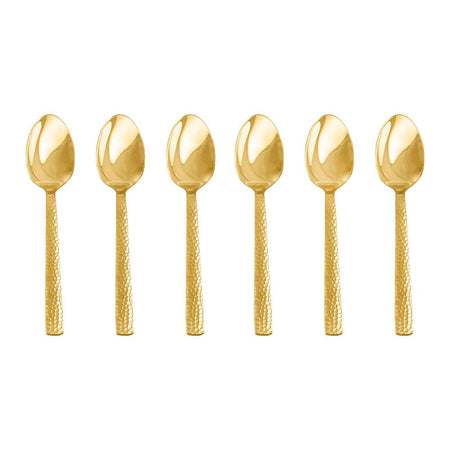 Dinette Stainless Steel Tea Spoon Set, Gold 100c, 6-Pack, DY-004 - Image 2