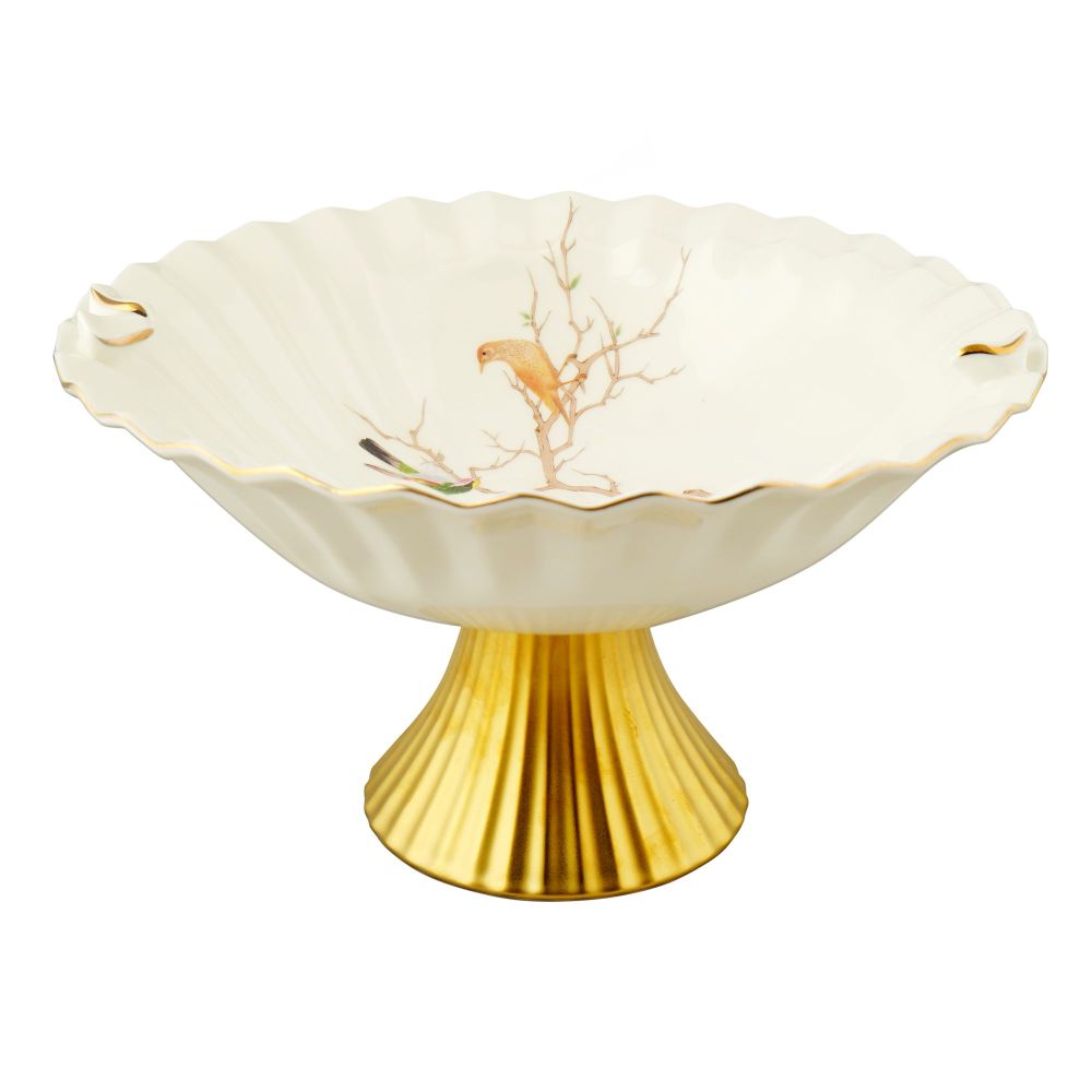 Angela Bird Serving Bowl with Base, Ideal For Desserts, Fruits, Snacks & Table Decor, BRD262 - Main Image