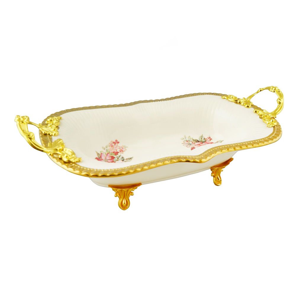 Angela Floral Deep Serving Bowl Platter, R-Flow, 30x18cm, AB-14 - Main Image