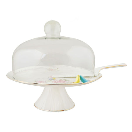 Angela Bird Cake Serving Set with Cake Dish, Lifter & Glass Lid, BRD314 - Main Image