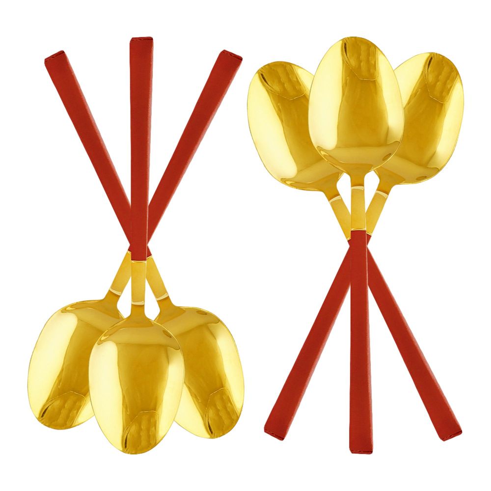 Chucan Stainless Steel Tea Spoon Set, Red & Gold, 6-Pack, CC-006 - Main Image