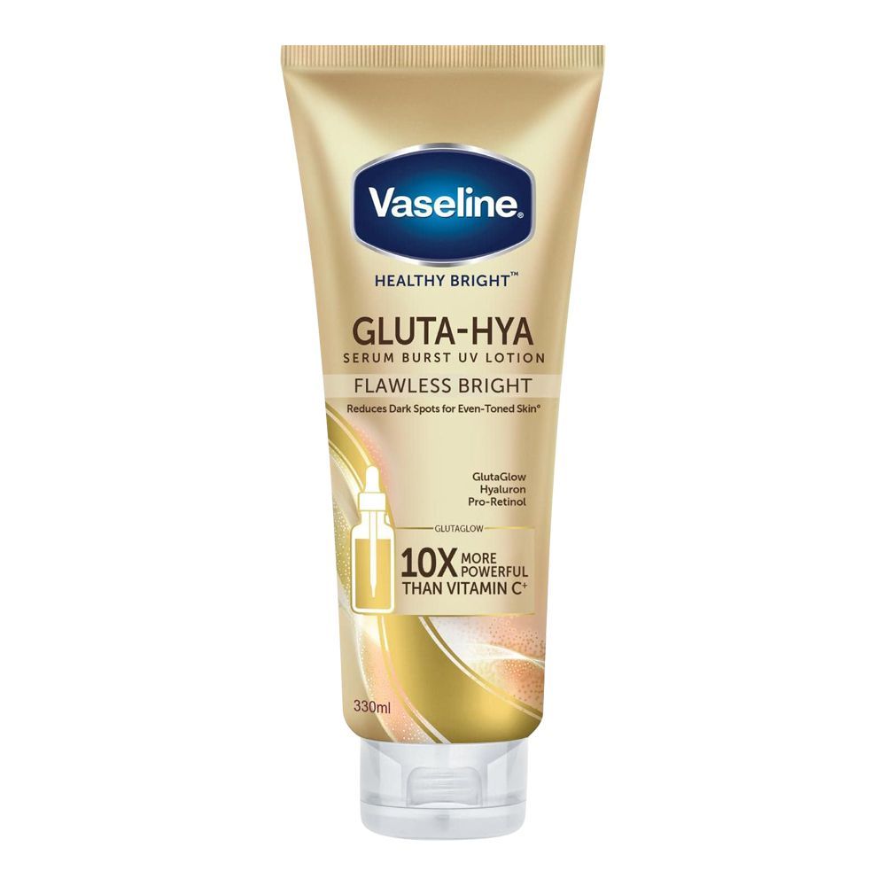 Vaseline Healthy Bright Gluta-Hya Flawless Bright Serum Burst UV Lotion, Reduces Dark Spots For Even Toned Skin, 330ml - Main Image