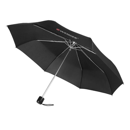 Wenger Travel Umbrella With Wrist Strap, Blend Of Style & Function, Swiss Designed, Black, 611887 - Main Image
