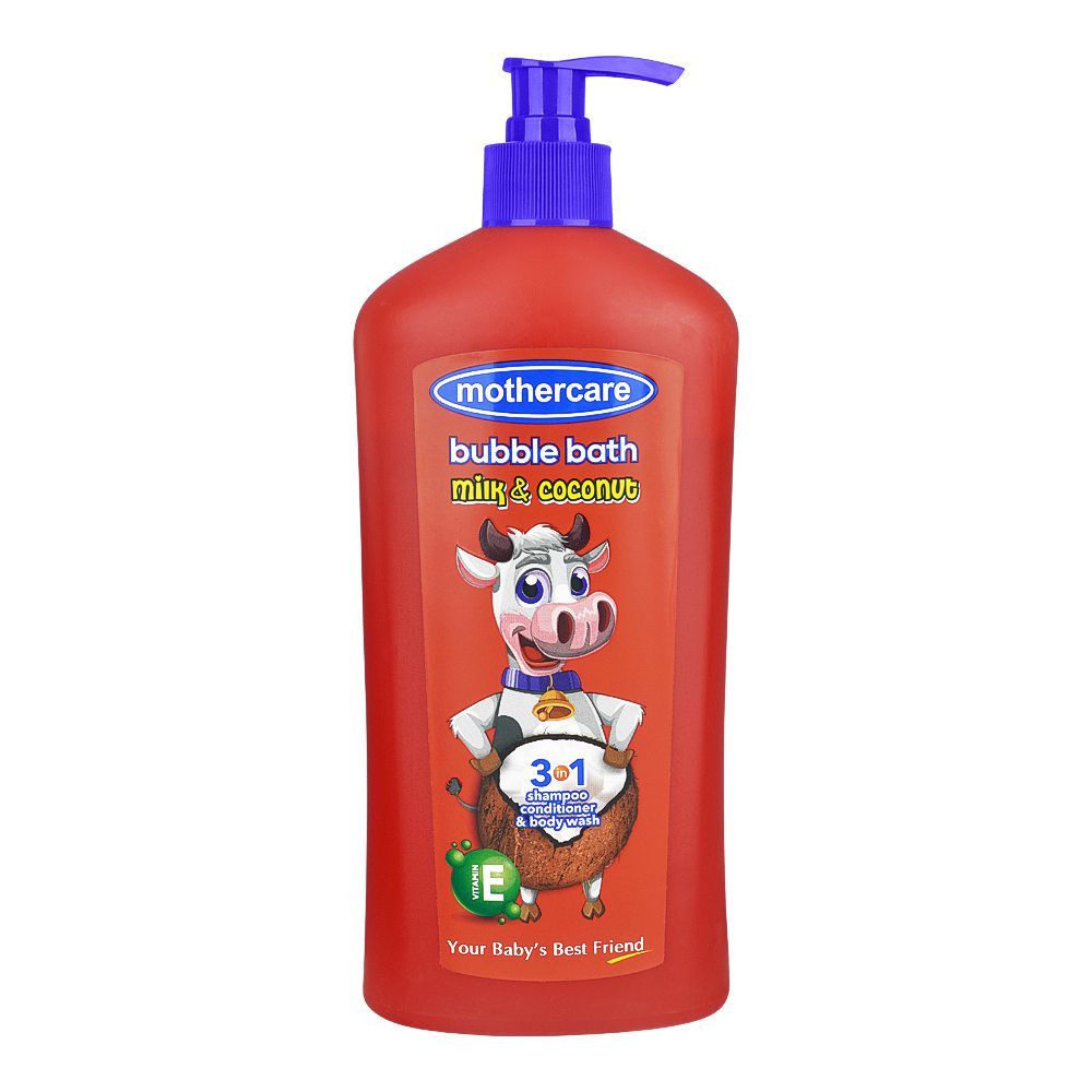 Mothercare Bubble Bath Milk & Coconut 3in1 Shampoo, Conditioner & Body Wash, Vitamin E, 550ml - Main Image