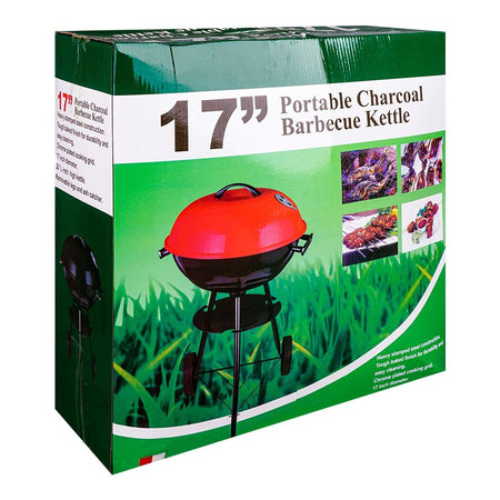 AJF Portable Kettle BBQ Charcoal Grill, Height 22.44 & Diameter 17 Inches, Smoked Barbecue, Stainless Steel Stands & Wheels - Image 4