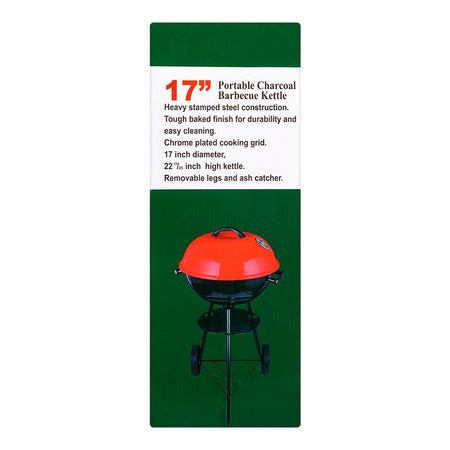 AJF Portable Kettle BBQ Charcoal Grill, Height 22.44 & Diameter 17 Inches, Smoked Barbecue, Stainless Steel Stands & Wheels - Image 5