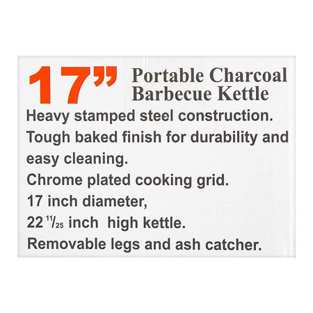 AJF Portable Kettle BBQ Charcoal Grill, Height 22.44 & Diameter 17 Inches, Smoked Barbecue, Stainless Steel Stands & Wheels - Image 6