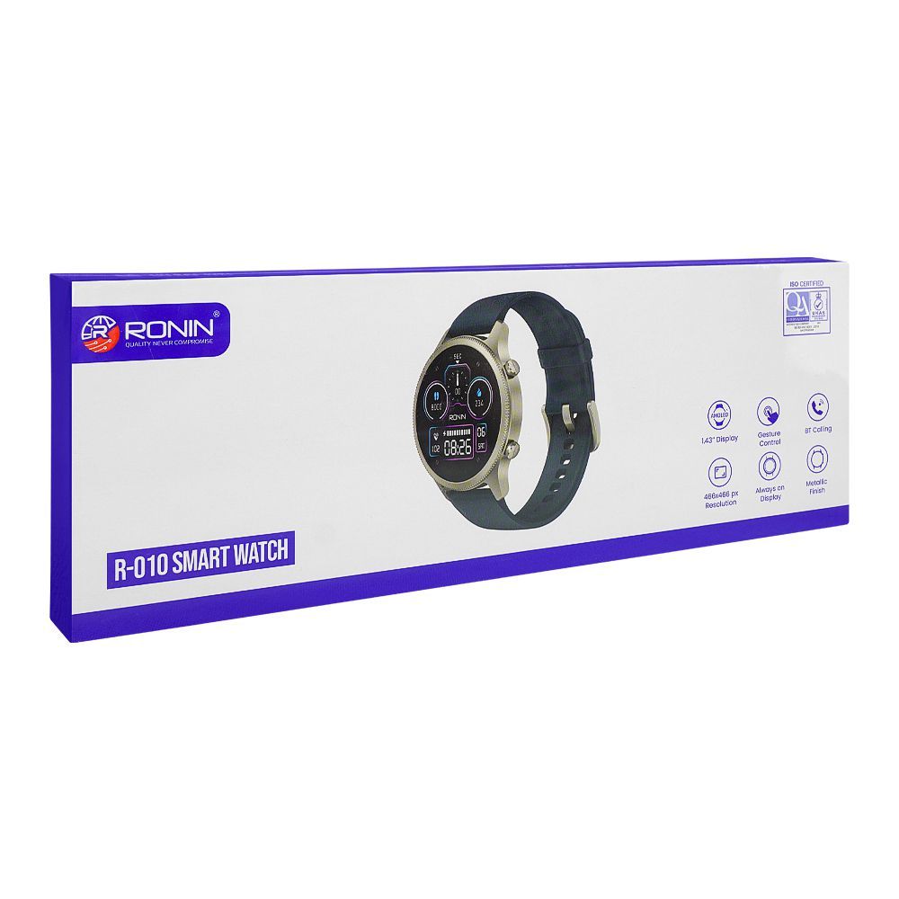 Ronin R-010 Smart Watch, 1.43" Always On Amoled Display, Niokel Dial With Teal Strap +1 Free Black Silicon Strap - Image 2