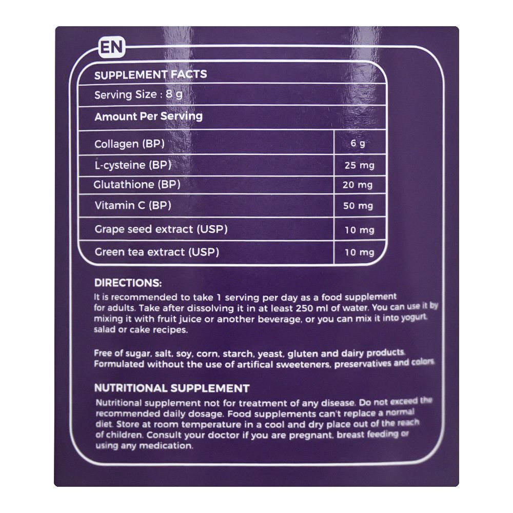 Gluvit's Collagen Powder, Marine Collagen, Vitamin C & Glutathione, Nutritional Supplement, 200g - Image 3