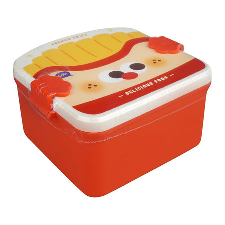 Plastic Lunch Box, 3 Compartments, Spoon & Fork, 1200ml, Red, 5.5in (H) x 5.1in (W) x 2.6in (D), 6824 - Main Image