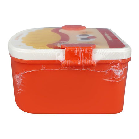 Plastic Lunch Box, 3 Compartments, Spoon & Fork, 1200ml, Red, 5.5in (H) x 5.1in (W) x 2.6in (D), 6824 - Image 3