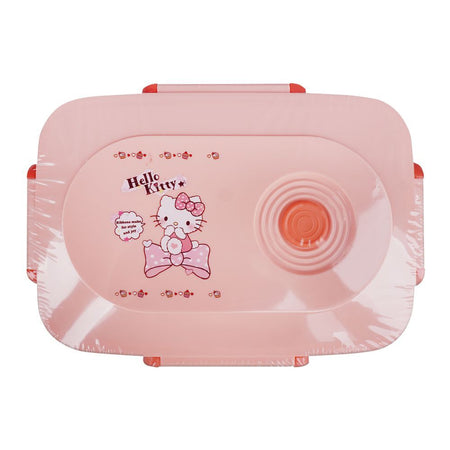 Hello Kitty Plastic Lunch Box, 3 Compartments, Spoon & Fork, 1100ml, Pink, 7.3in (H) x 4.5in (W) x 2.2in (D), Tq-158 - Image 2