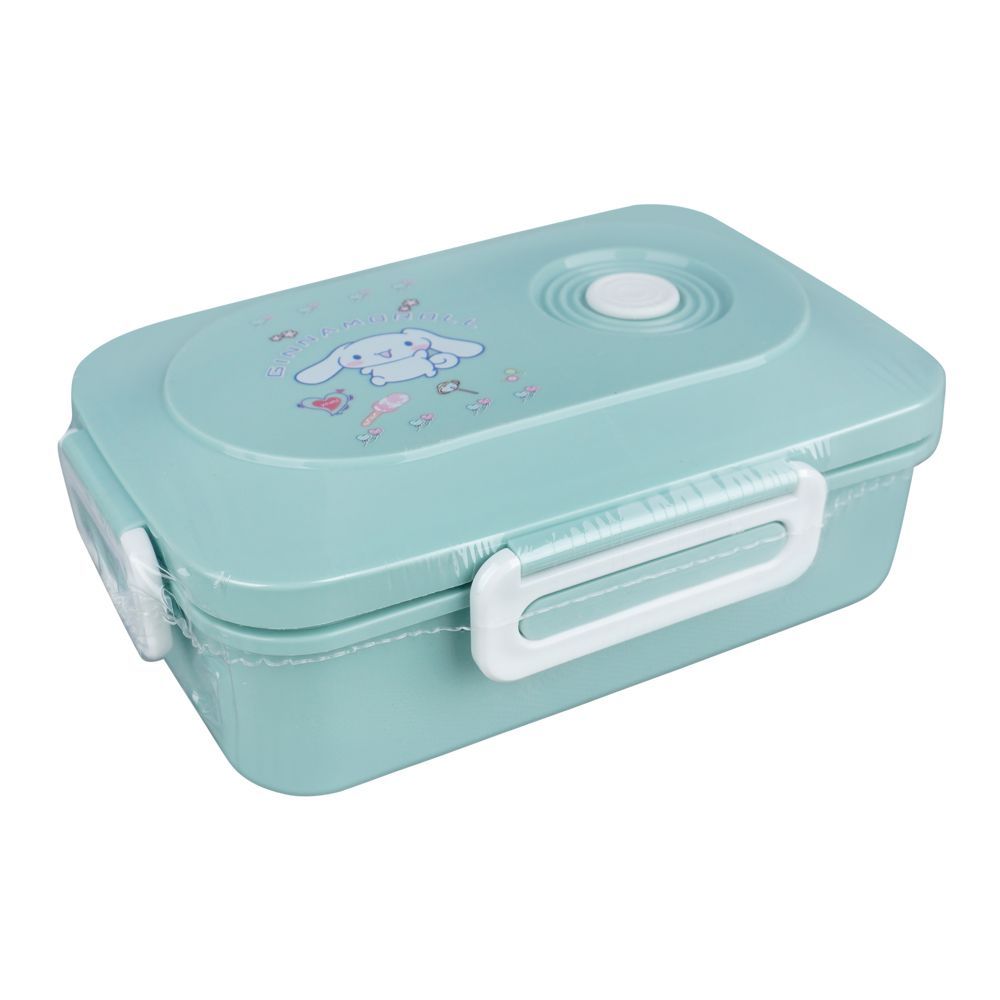 Cinnamoroll Plastic Lunch Box, 3 Compartments, Spoon & Fork, 1100ml, Sea Green, 7.3in (H) x 4.7in (W) x 2in (D), Tq-158 - Main Image