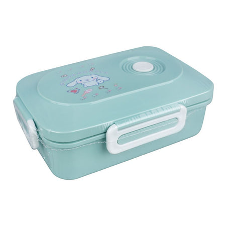 Cinnamoroll Plastic Lunch Box, 3 Compartments, Spoon & Fork, 1100ml, Sea Green, 7.3in (H) x 4.7in (W) x 2in (D), Tq-158 - Main Image