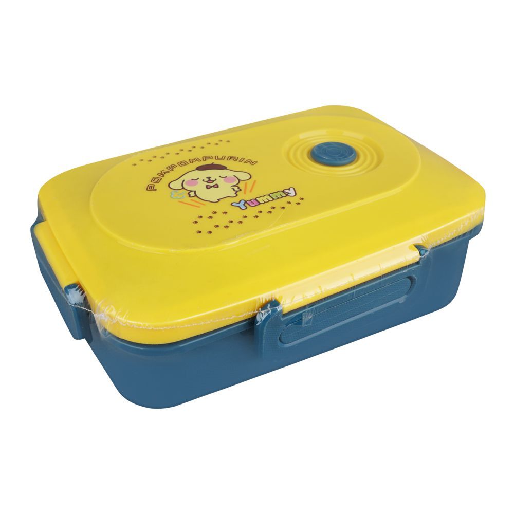 Pompompurin Plastic Lunch Box, 3 Compartments, Spoon & Fork, 1100ml, Yellow, 7.3in (H) x 45.3in (W) x 2.2in (D), Tq-158 - Main Image