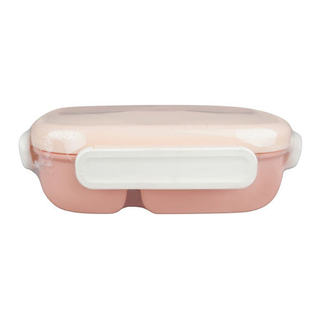 Plastic Snap Lock Lunch Box, 3 Compartments, Spoon & Fork, 1200ml, Pink, 6.3in (H) x 3.5in (W) x 2in (D), 25451 - Image 3