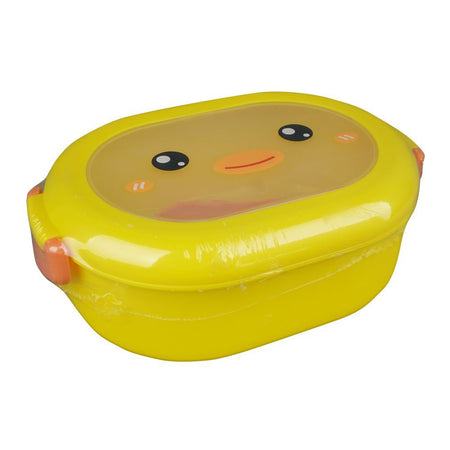 Plastic Lunch Box, Fork & Spoon, Yellow, 5.3in (H) x 3.3in (W) x 2.4in (D), 6386 - Main Image