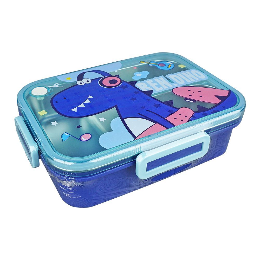 Stainless Steel Lunch Box, Spoon & Chop Stick, Blue, 7.1in (H) x 4.7in (W) x 2.1in (D), 25329 - Main Image