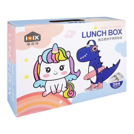 Stainless Steel Lunch Box, Spoon & Chop Stick, Blue, 7.1in (H) x 4.7in (W) x 2.1in (D), 25329 - Image 4