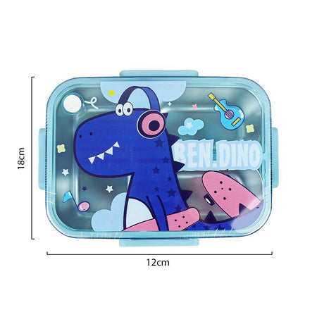 Stainless Steel Lunch Box, Spoon & Chop Stick, Blue, 7.1in (H) x 4.7in (W) x 2.1in (D), 25329 - Image 5