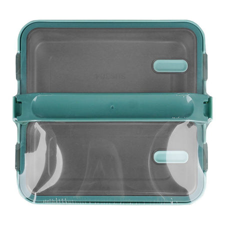 Stainless Steel Lunch Box, 2 Compartments, 1100ml, Sea Green, 6.3in (H) x 7.1in (W) x 2.4in (D), Yk-117 - Image 3