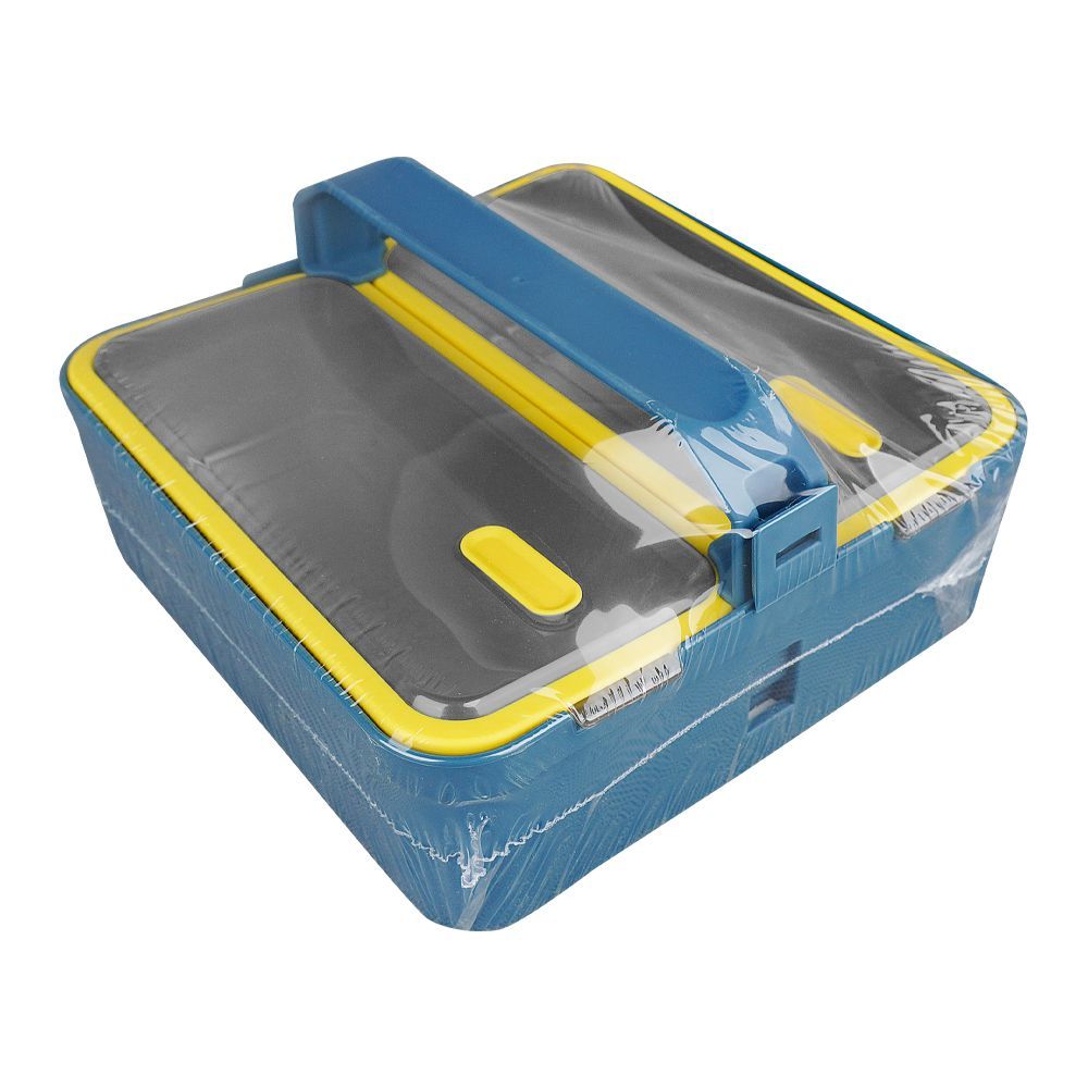 Stainless Steel Lunch Box, 2 Compartments, 1100ml, Dark Blue, 7.1in (H) x 6.5in (W) x 2.4in (D), Yk-117 - Main Image