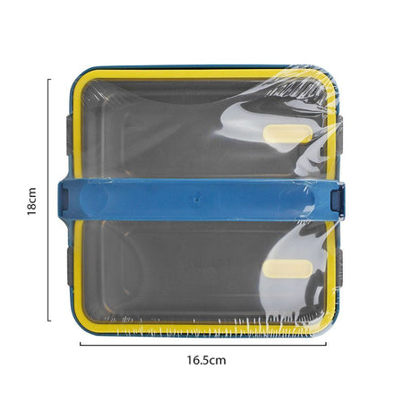 Stainless Steel Lunch Box, 2 Compartments, 1100ml, Dark Blue, 7.1in (H) x 6.5in (W) x 2.4in (D), Yk-117 - Image 4
