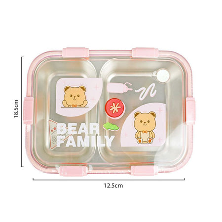 Stainless Steel Lunch Box, 2 Compartments & Cutlery, 850ml, Pink, 7.3in (H) x 4.9in (W) x 1.8in (D), 7087 - Image 7