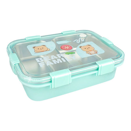 Stainless Steel Lunch Box, 2 Compartments & Cutlery, 850ml, Sky Blue, 7.3in (H) x 4.9in (W) x 2in (D), 7087 - Main Image