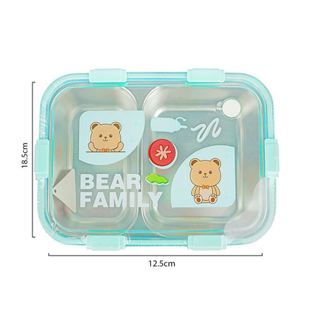 Stainless Steel Lunch Box, 2 Compartments & Cutlery, 850ml, Sky Blue, 7.3in (H) x 4.9in (W) x 2in (D), 7087 - Image 7