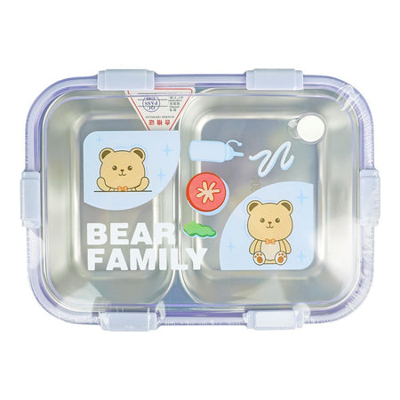 Stainless Steel Lunch Box, 2 Compartments & Cutlery, 850ml, Purple, 7.3in (H) x 4.5in (W) x 1.7in (D), 7087 - Image 2