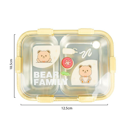 Stainless Steel Lunch Box, 2 Compartments & Cutlery, 850ml, Peach, 7.3in (H) x 4.9in (W) x 2in (D), 7087 - Image 7
