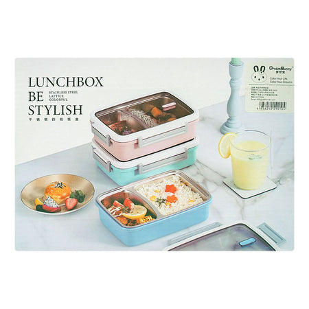 Stainless Steel Lunch Box, 2 Compartments, 1200ml, Black, 6.5in (H) x 4.1in (W) x 2in (D), Yc90101 - Image 5