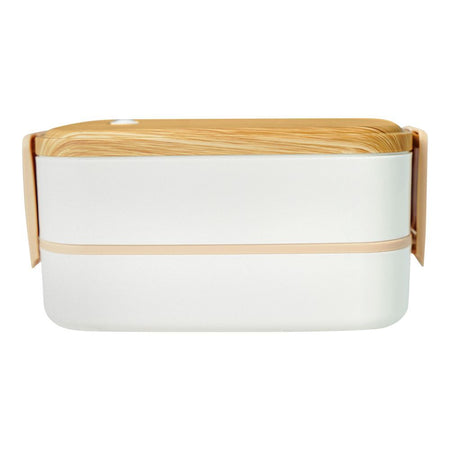 Stainless Steel 2 Layer Lunch Box, 1400ml, White, 7.3in (H) x 4.1in (W) x 3.5in (D), 90069 - Image 3