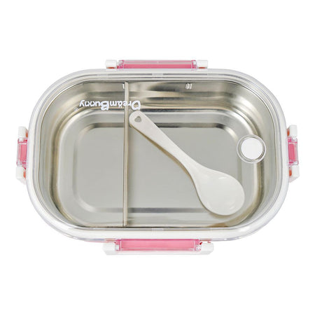 Stainless Steel Lunch Box, 2 Compartments & Cutlery, 980ml, BPA Free, Pink, 6.7in (H) x 3.5in (W) x 2.2in (D), 980-Mc - Image 2