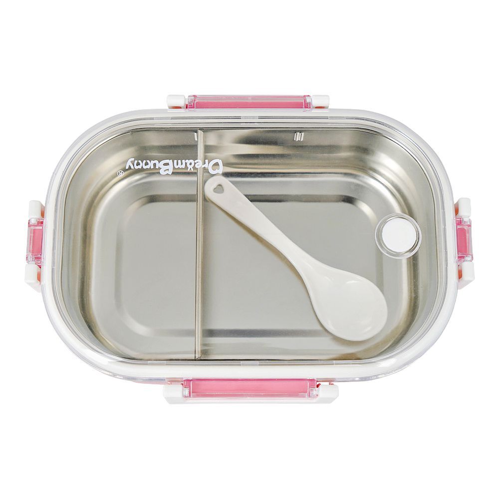 Stainless Steel Lunch Box, 2 Compartments & Cutlery, 980ml, BPA Free, Pink, 6.7in (H) x 3.5in (W) x 2.2in (D), 980-Mc - Image 2