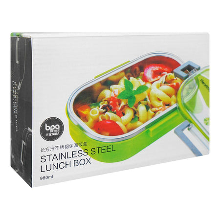 Stainless Steel Lunch Box, 2 Compartments & Cutlery, 980ml, BPA Free, Pink, 6.7in (H) x 3.5in (W) x 2.2in (D), 980-Mc - Image 4